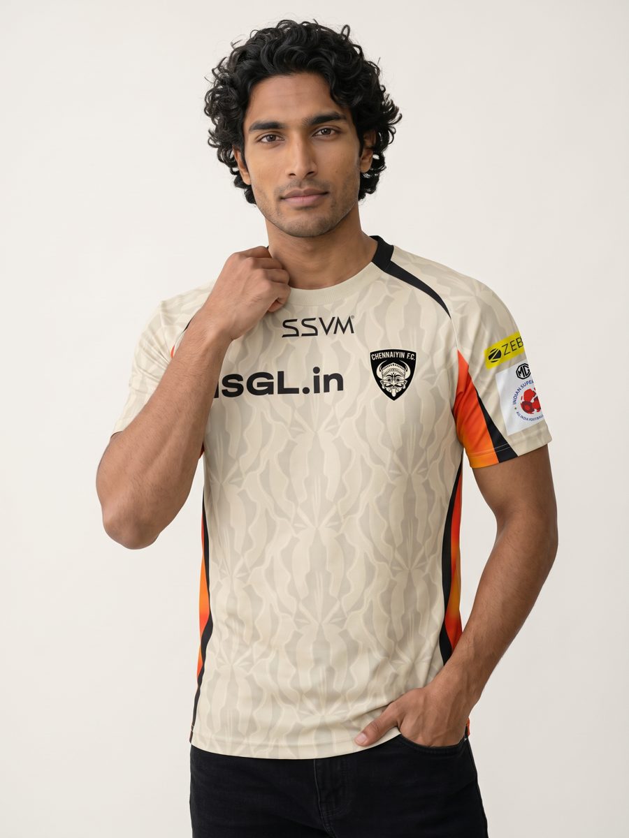 Chennaiyin FC's 2026–27 away shirt by SIX5SIX, with ISGL.in on the front and SSVM on the chest