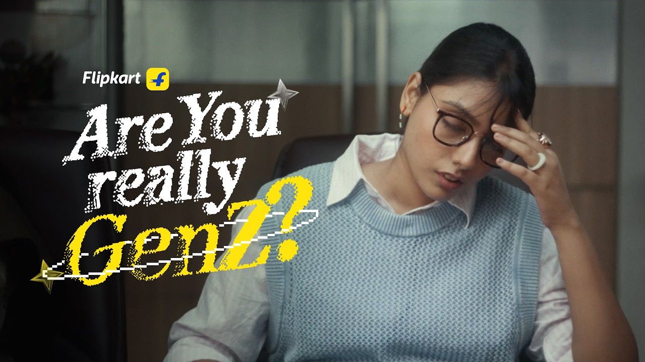 Still from Flipkart's "Are You Really Gen Z?" Big Billion Days 2026 film: a woman in glasses holds her forehead beside the title