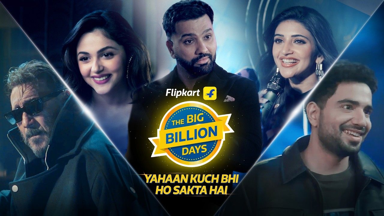 Flipkart Big Billion Days 2026 key art: the film's cast around the Big Billion Days logo and the line "Yahaan Kuch Bhi Ho Sakta Hai"